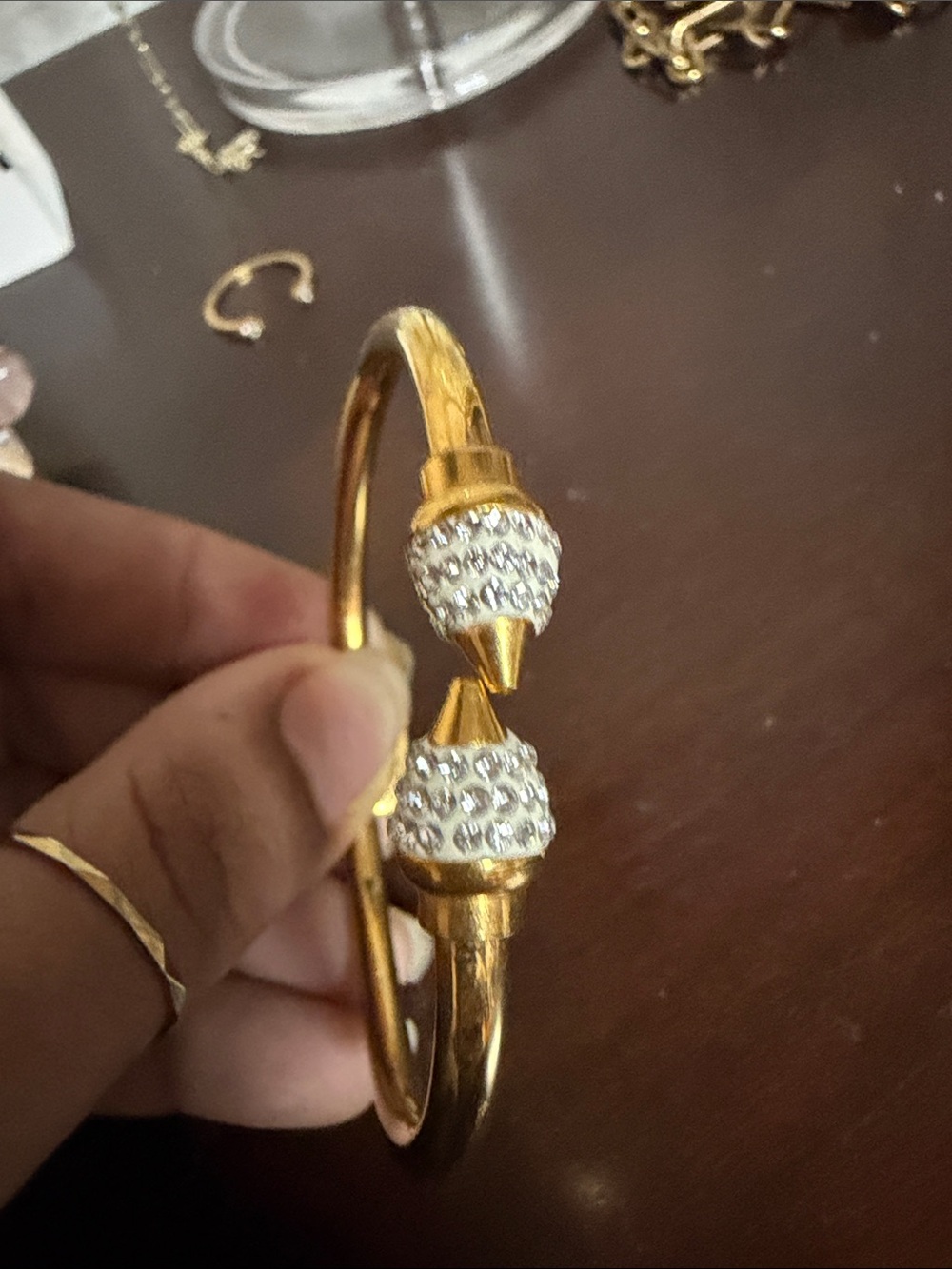 Gold-Tone Crystal Accent Bracelet and Stud Earrings Set - Picture 3 of 4